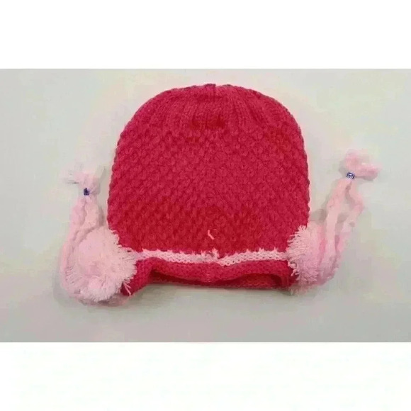 HAND knitted girl hat with knitted applique with beads for 3-6 year old. NEW. - Picture 8 of 8